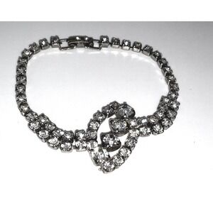 Sparkling Rhinestone Bracelet 6.5 Inch Vintage Glamour Wedding Party Jewelry